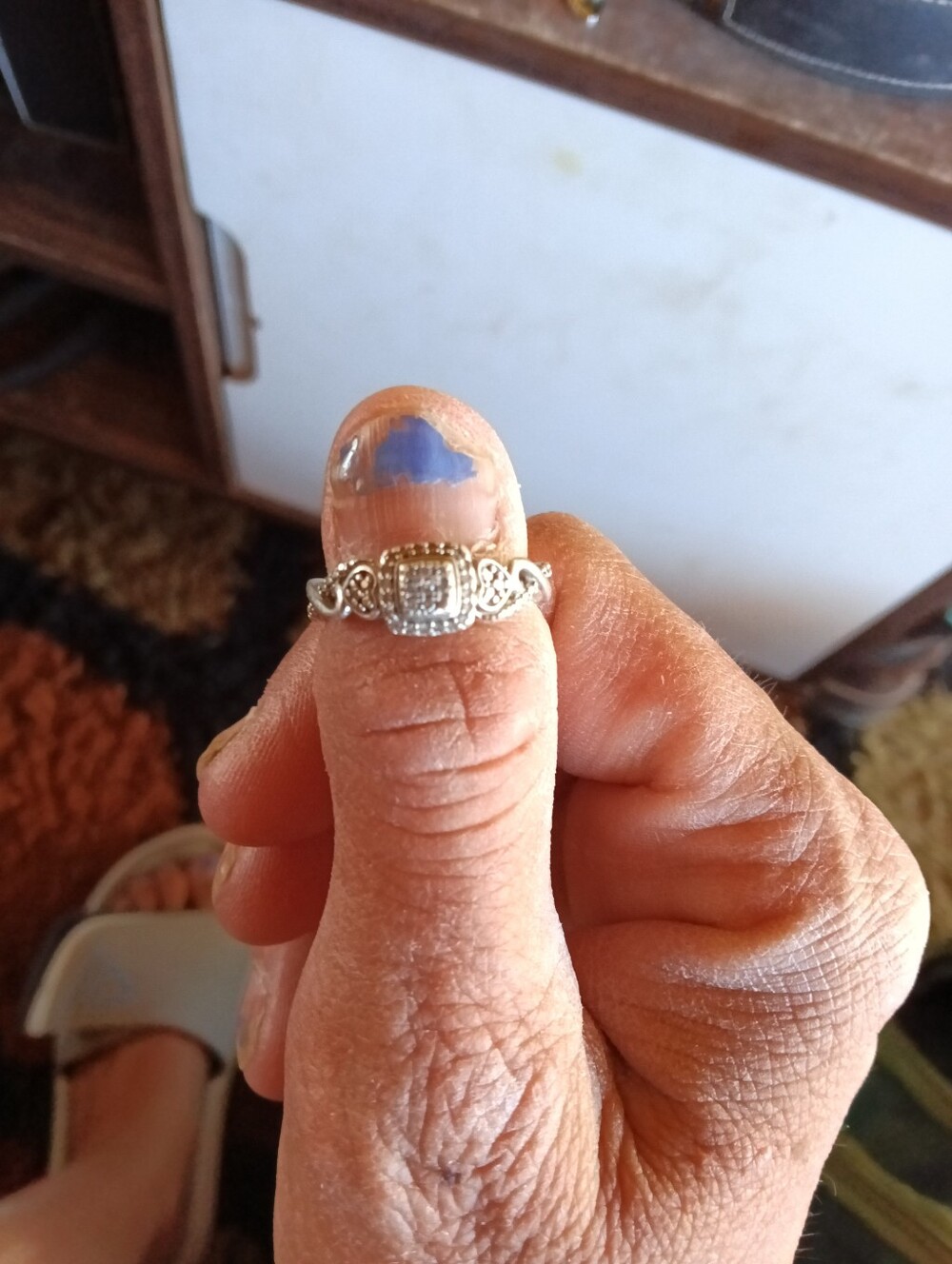 Silver-Tone Pavé Halo Ring with Filigree Shoulders - Silver